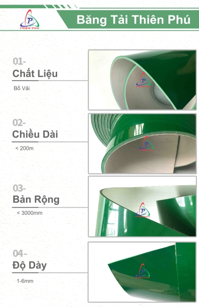 Băng tải PVC xanh - Băng Tải Thiên Phú - Công Ty TNHH Thương Mại Và Chế Tạo Máy Thiên Phú
